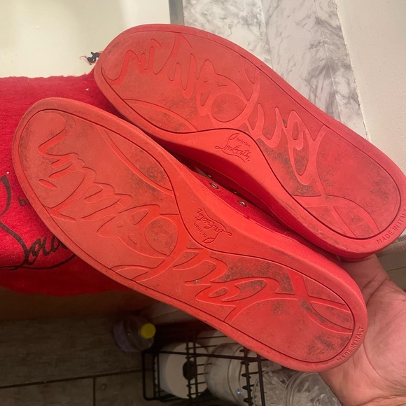 Men's Red Suede Louis Junior Spikes Sneakers size 46 used good - Picture 4 of 4